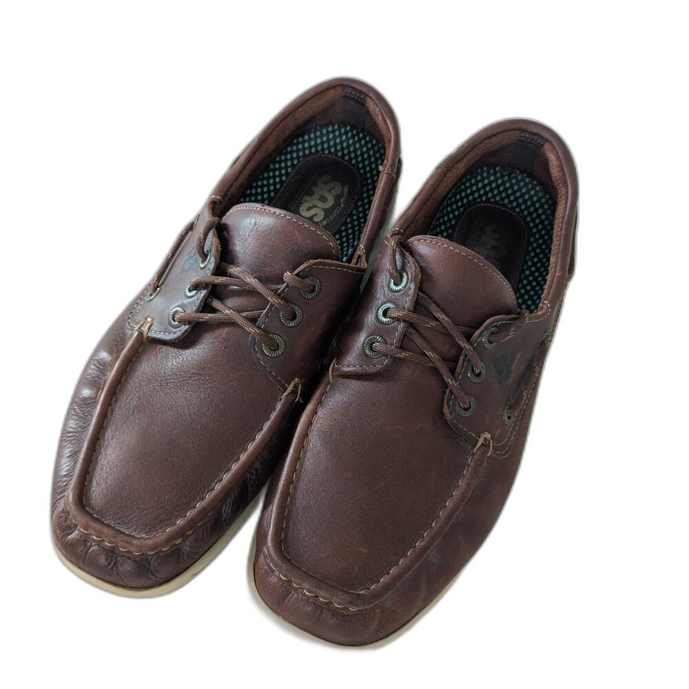 SAS Decksider Mens 12W Brown Leather Boat Shoes Tripad Comfort Made USA